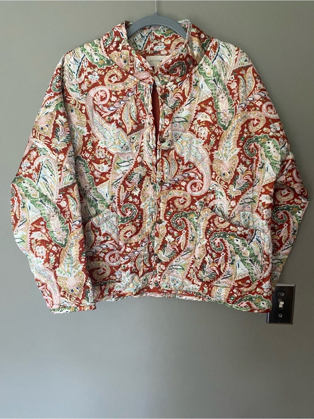 MELLODAY Quilted Paisley Floral Boho Shacket Jacket Rust Size Small - Picture 2 of 7